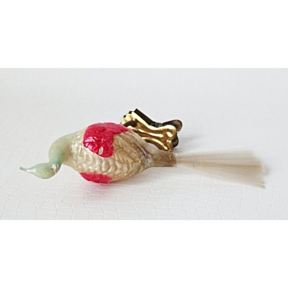 Antique Mercury Glass Bird Clip On Long Neck Bird Ornament  Christmas Ornament - Picture 4 of 5